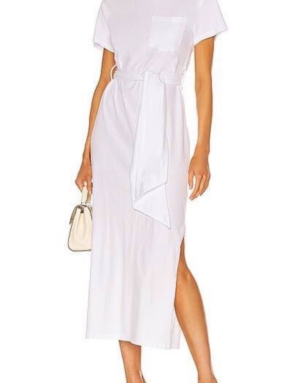 Jonathan Simkhai White Short-Sleeve Tie-Waist Maxi Dress